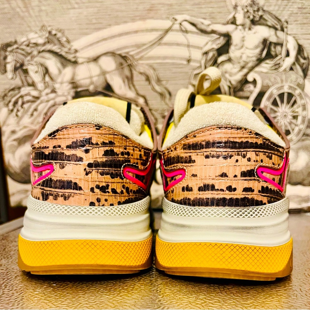 GUCCI Ultrapace Ace Snake Leather Distressed Suede Sneakers - Picture 6 of 12